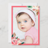 かわいい冬のクリスマスフローラ水彩写真1 招待状 (裏面)