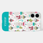かわいい冬のクリスマスラマのパターパーソナライズされたン Case-Mate iPhoneケース (裏面 (横))