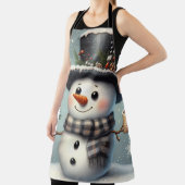 かわいい冬のクリスマス/冬雪だるま エプロン (インサイチュ)