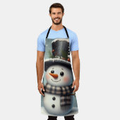 かわいい冬のクリスマス/冬雪だるま エプロン (着用した状態)