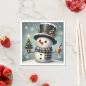 かわいい冬のクリスマス/冬雪だるま スタンダードカクテルナプキン (インサイチュ)