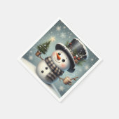 かわいい冬のクリスマス/冬雪だるま スタンダードカクテルナプキン (角)