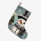 かわいい冬のクリスマス/冬雪だるま スモールクリスマスストッキング (正面 (吊り時))