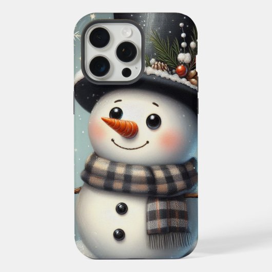 かわいい冬のクリスマス/冬雪だるま iPhoneケース (裏面)