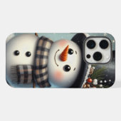 かわいい冬のクリスマス/冬雪だるま iPhoneケース (裏面横)