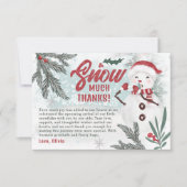 かわいい冬のグリーンパイン氷雪だるま赤ちゃんシャワー サンキューカード (正面)