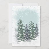 かわいい冬のグリーンパイン氷雪だるま赤ちゃんシャワー 招待状 (裏面)