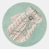 かわいい冬のケーブルニットヴィンテージ雪 ラウンドシール (正面)