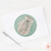 かわいい冬のケーブルニットヴィンテージ雪 ラウンドシール (封筒)