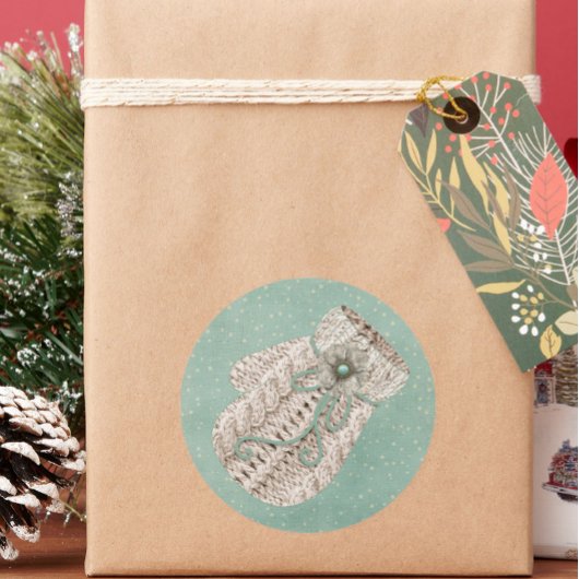 かわいい冬のケーブルニットヴィンテージ雪 ラウンドシール