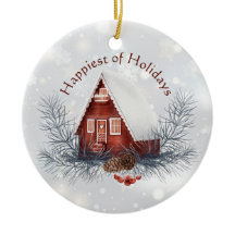 かわいい冬のコテージカスタムクリスマスホリデー