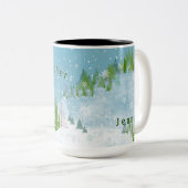 かわいい冬のシパーソナライズされたーン2トーンのコーヒーマグ ツートーンマグカップ (正面右)