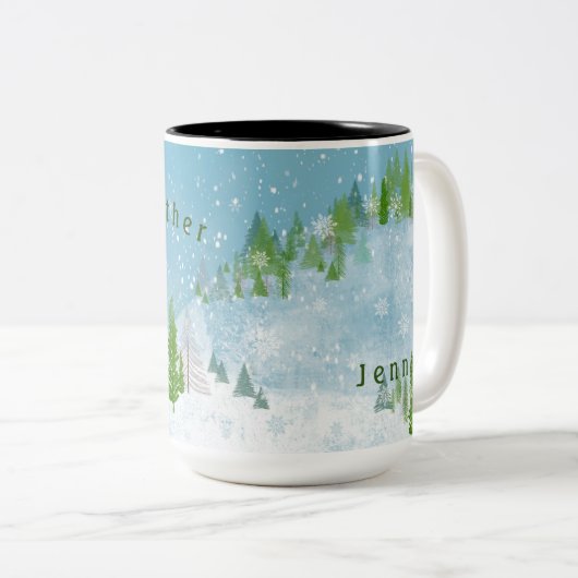 かわいい冬のシパーソナライズされたーン2トーンのコーヒーマグ ツートーンマグカップ (正面右)