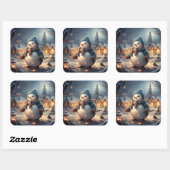 かわいい冬のシーンのステッカー スクエアシール (シート)