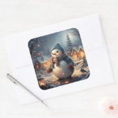 かわいい冬のシーンのステッカー スクエアシール (封筒)