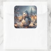 かわいい冬のシーンのステッカー スクエアシール (バッグ)
