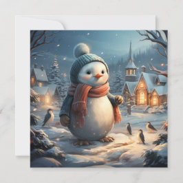 かわいい冬のシーンのフラットカード
