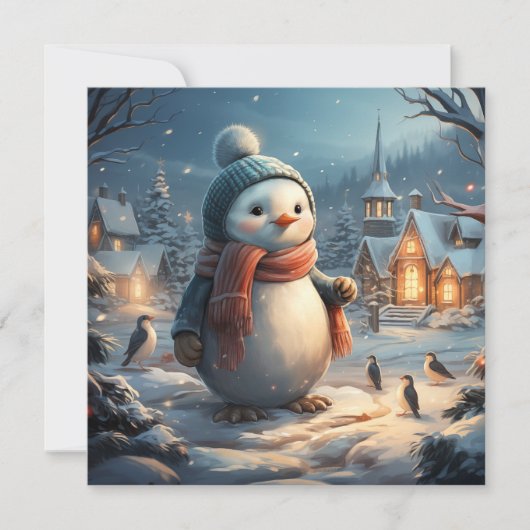 かわいい冬のシーンのフラットカード (正面)