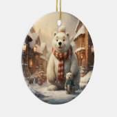 かわいい冬のシーン陶製オーナメント セラミックオーナメント (右)