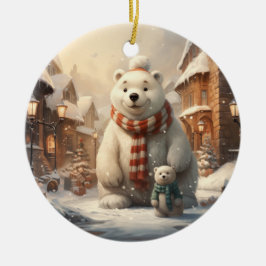 かわいい冬のシーン陶製オーナメント セラミックオーナメント