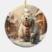 かわいい冬のシーン陶製オーナメント セラミックオーナメント (裏面)