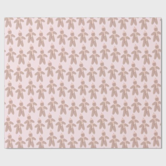 かわいい冬のジンジャーブレッドマン ラッピングペーパー (フラット)