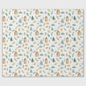 かわいい冬のスカンジナビアのクリスマスプレゼント ラッピングペーパー (フラット)