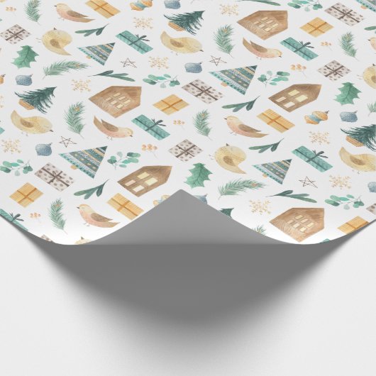 かわいい冬のスカンジナビアのクリスマスプレゼント ラッピングペーパー (角)