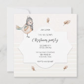 かわいい冬のスパロウイラストレーションウォーターカラーアート 招待状 (正面)