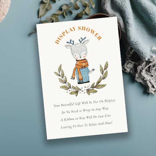 かわいい冬のセータートナカイ表示ベビーシャワー エンクロージャーカード