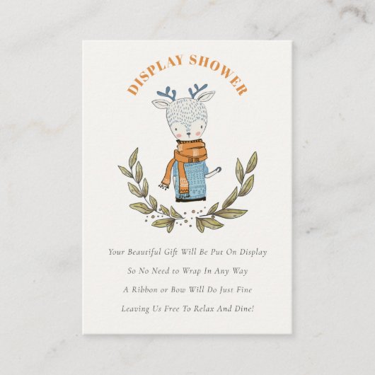 かわいい冬のセータートナカイ表示ベビーシャワー エンクロージャーカード (正面)