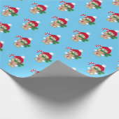 かわいい冬のテディベアキャンディーケーンクリスマス ラッピングペーパー (角)