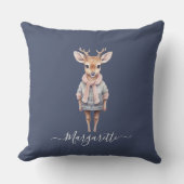 かわいい冬のテーマパステルカラーシカ名前をカスタムする クッション (正面)