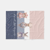 かわいい冬のテーマパステルカラーシカ名前をカスタムする フリースブランケット (正面(横))