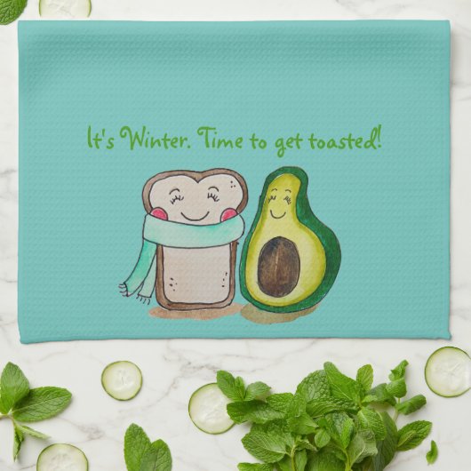 かわいい冬のテーマ皿タオル キッチンタオル (折り畳み)