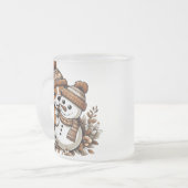 かわいい冬のデュオ：帽子とパターン（の模様が）ある雪だるまの犬 フロストグラスマグカップ (正面左)