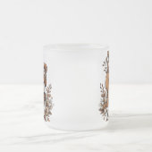 かわいい冬のデュオ：帽子とパターン（の模様が）ある雪だるまの犬 フロストグラスマグカップ (中央)