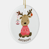 かわいい冬のトナカイのクリスマスオーナメント セラミックオーナメント (右)