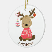 かわいい冬のトナカイのクリスマスオーナメント セラミックオーナメント (左)