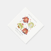 かわいい冬のハートの葉のブサイクなスウェーター ブライダルシャワー スタンダードカクテルナプキン (角)