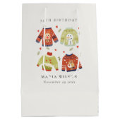 かわいい冬のハート醜いセーター任意の年齢誕生日 ミディアムペーパーバッグ (裏面)