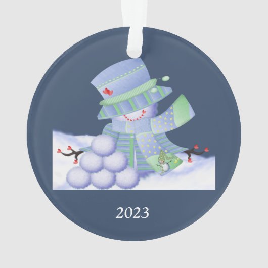 かわいい冬のブルース オーナメント (裏面)
