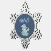 かわいい冬のブルース スノーフレークピューターオーナメント (右)