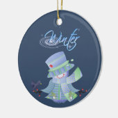 かわいい冬のブルース セラミックオーナメント (左)