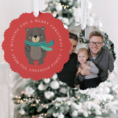 かわいい冬のベアーフォトホリデー オーナメントカード