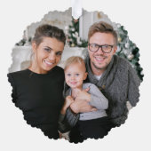 かわいい冬のベアーフォトホリデー オーナメントカード (裏面)