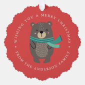 かわいい冬のベアーフォトホリデー オーナメントカード (正面)