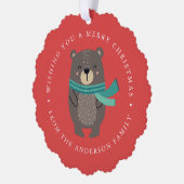 かわいい冬のベアーフォトホリデー オーナメントカード (左)