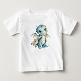 かわいい冬のベビードラゴン アイススケート 子供 ベビーTシャツ