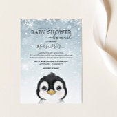 かわいい冬のベビーペンギン赤ちゃんシャワーbyメール 招待状